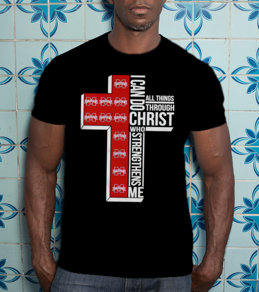 State Bulldogs I Can Do All Things Through Christ Who Strengthens Me Cross T-Shirt