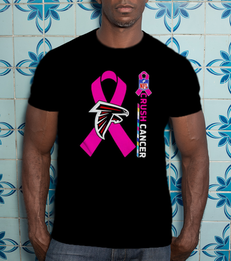 Atlanta Falcons NFL Pink Ribbon Crush Cancer Awareness T-Shirt