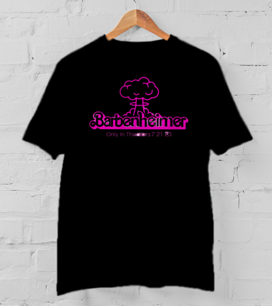 Barbenheimer Only In Theaters 7 21 23 Pink Explosion T-Shirt