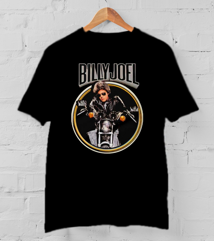 BILLY JOEL Vintage Motorcycle Sunglasses Fur Hat Leather Jacket Iconic T-Shirt
