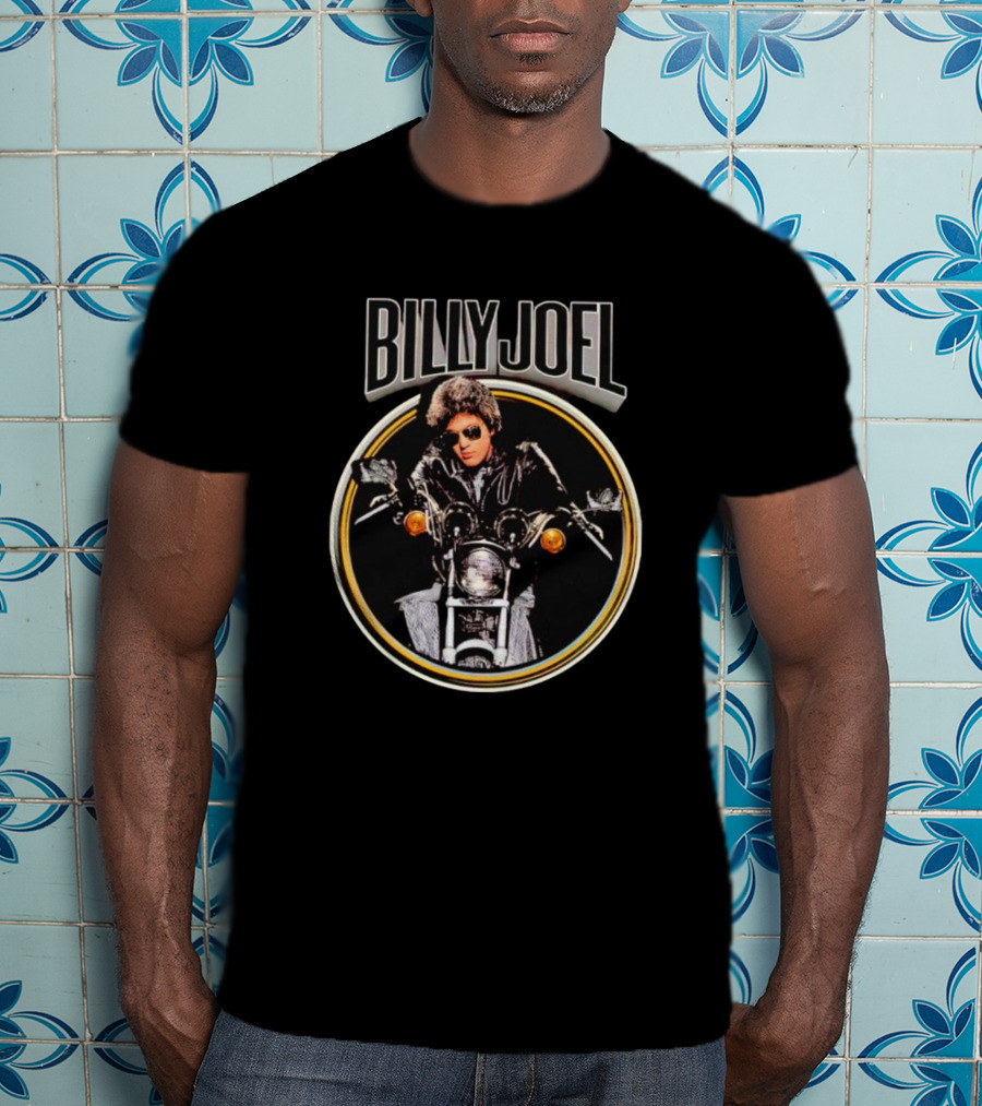 BILLY JOEL Vintage Motorcycle Sunglasses Fur Hat Leather Jacket Iconic T-Shirt