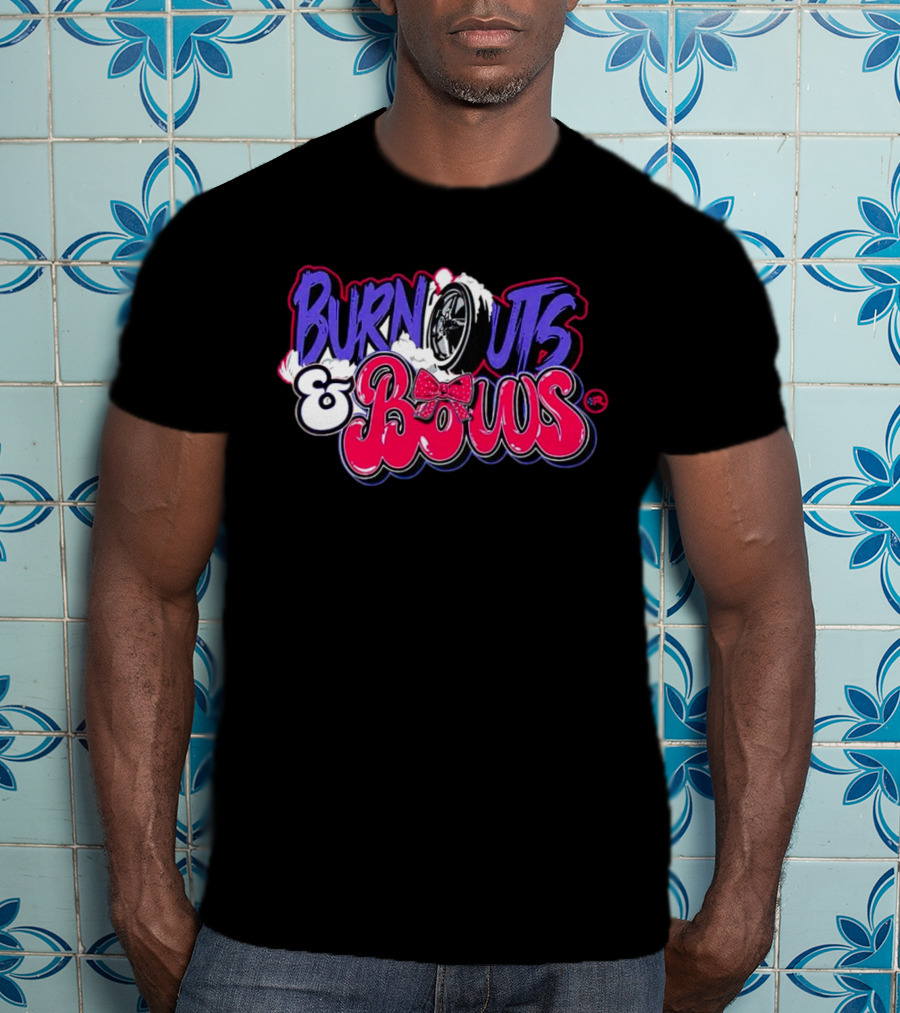 Burnouts And Bows Racing Tire And Bowtie Motif T-Shirt