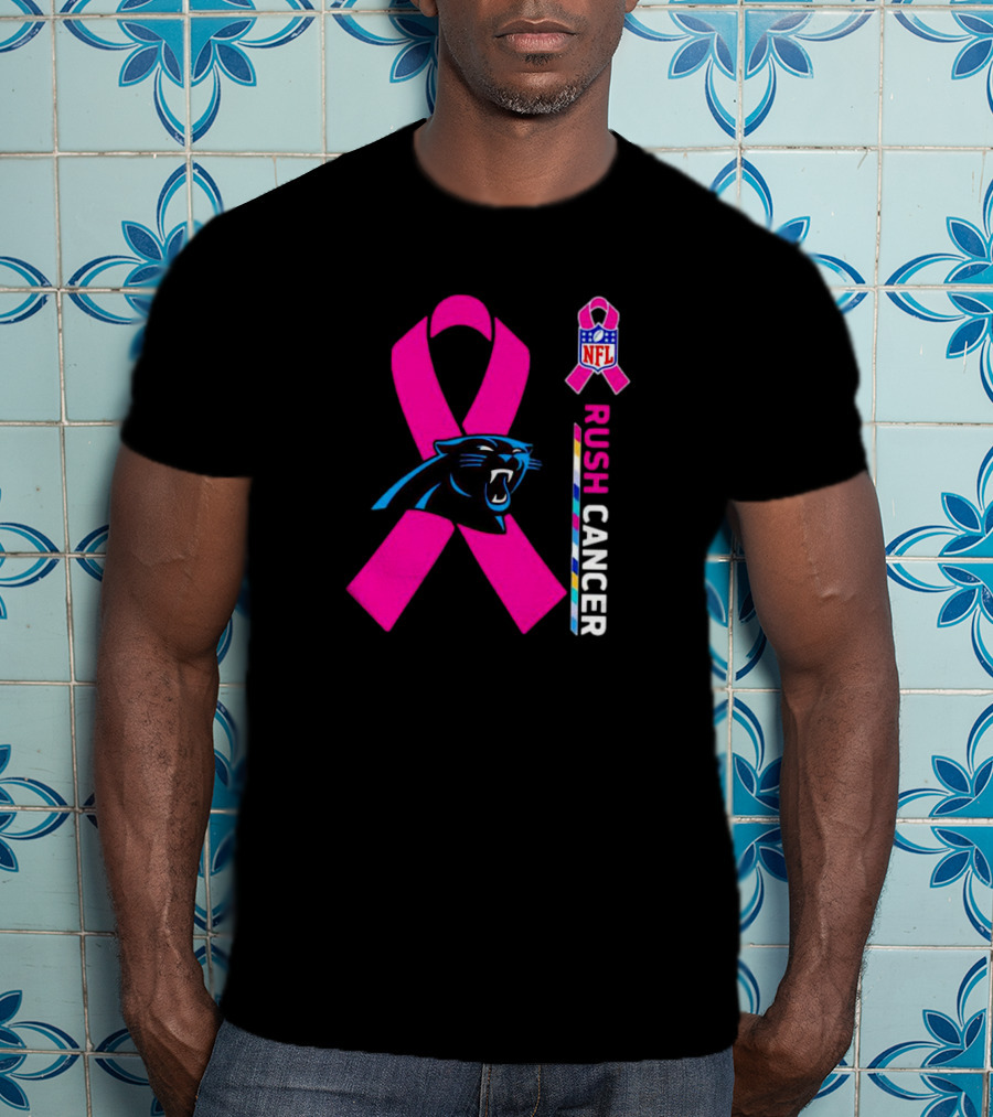 Carolina Panthers NFL Pink Ribbon Rush Cancer Awareness T-Shirt