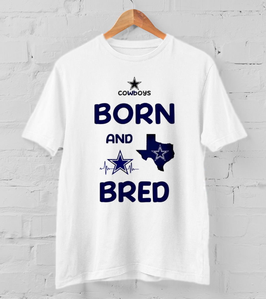 Cowboys Born And Bred Texas Star Heartbeat T-Shirt