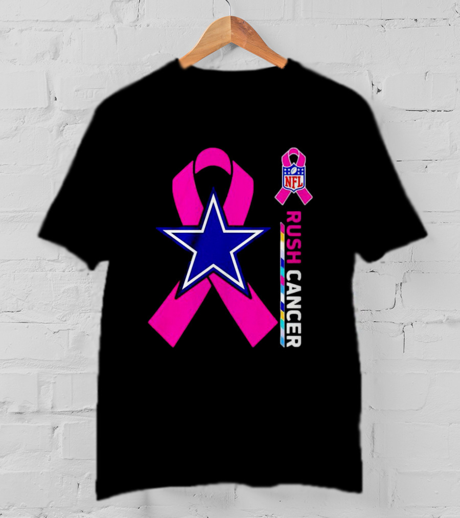 Dallas Cowboys NFL Rush Cancer Pink Ribbon Star T-Shirt