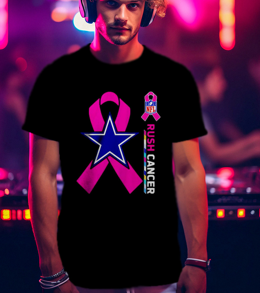 Dallas Cowboys NFL Rush Cancer Pink Ribbon Star T-Shirt