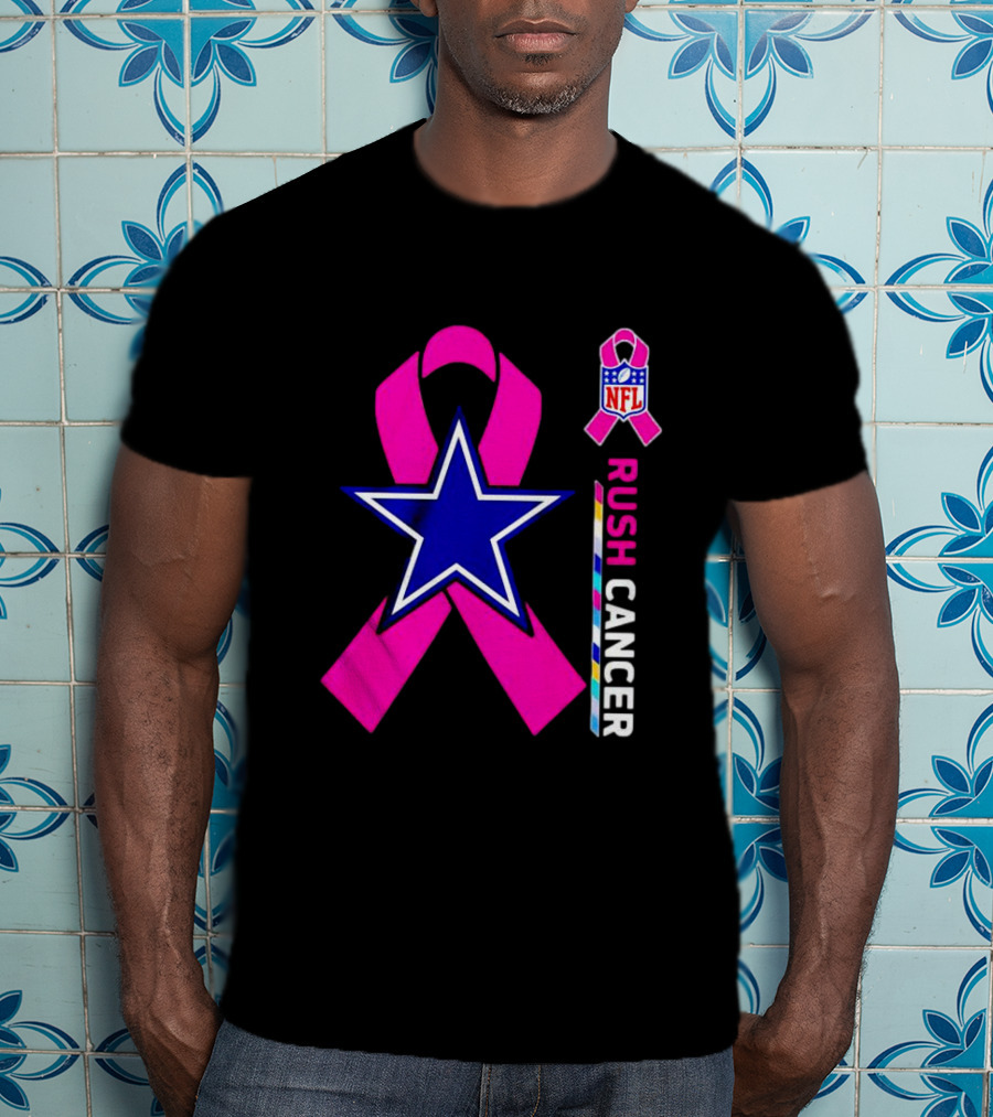 Dallas Cowboys NFL Rush Cancer Pink Ribbon Star T-Shirt