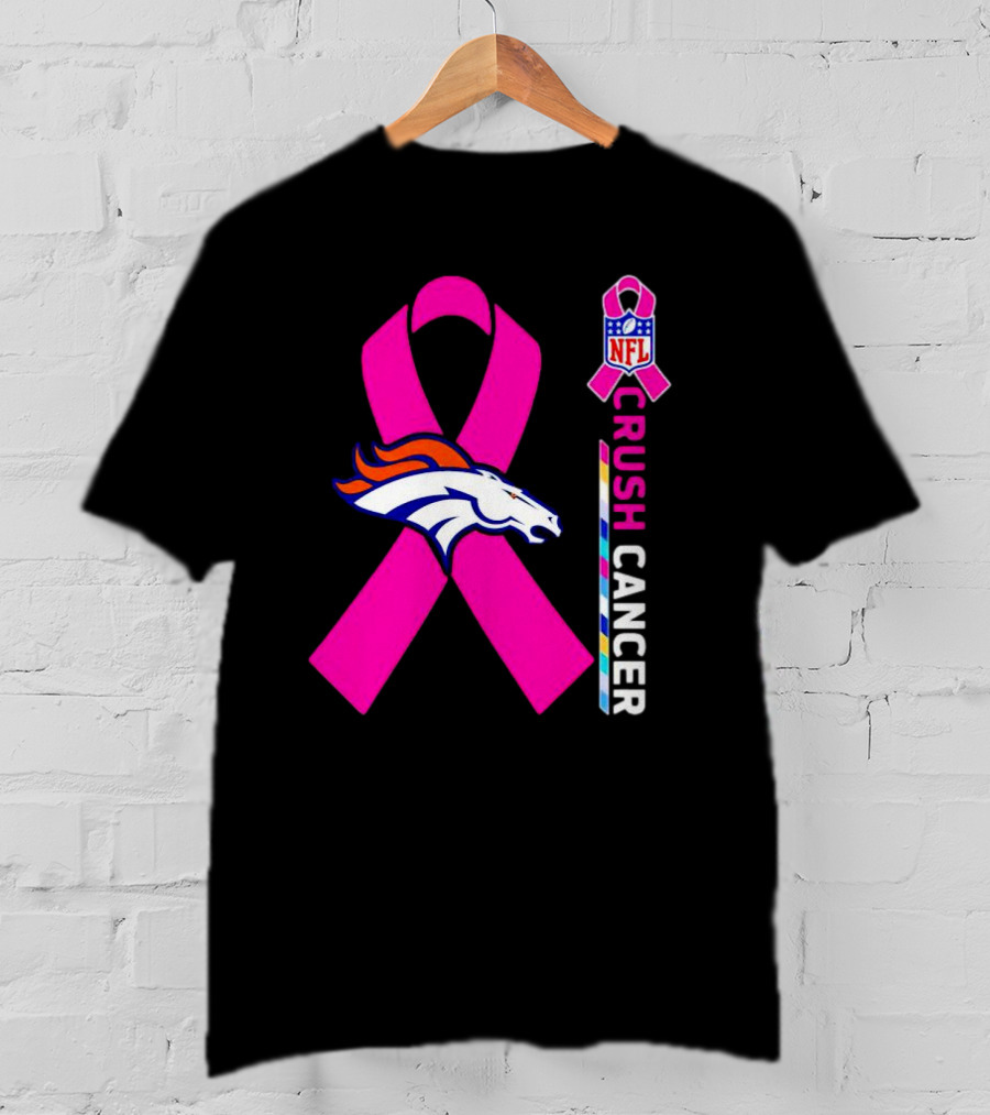 Denver Broncos NFL Pink Ribbon Crush Cancer Campaign T-Shirt
