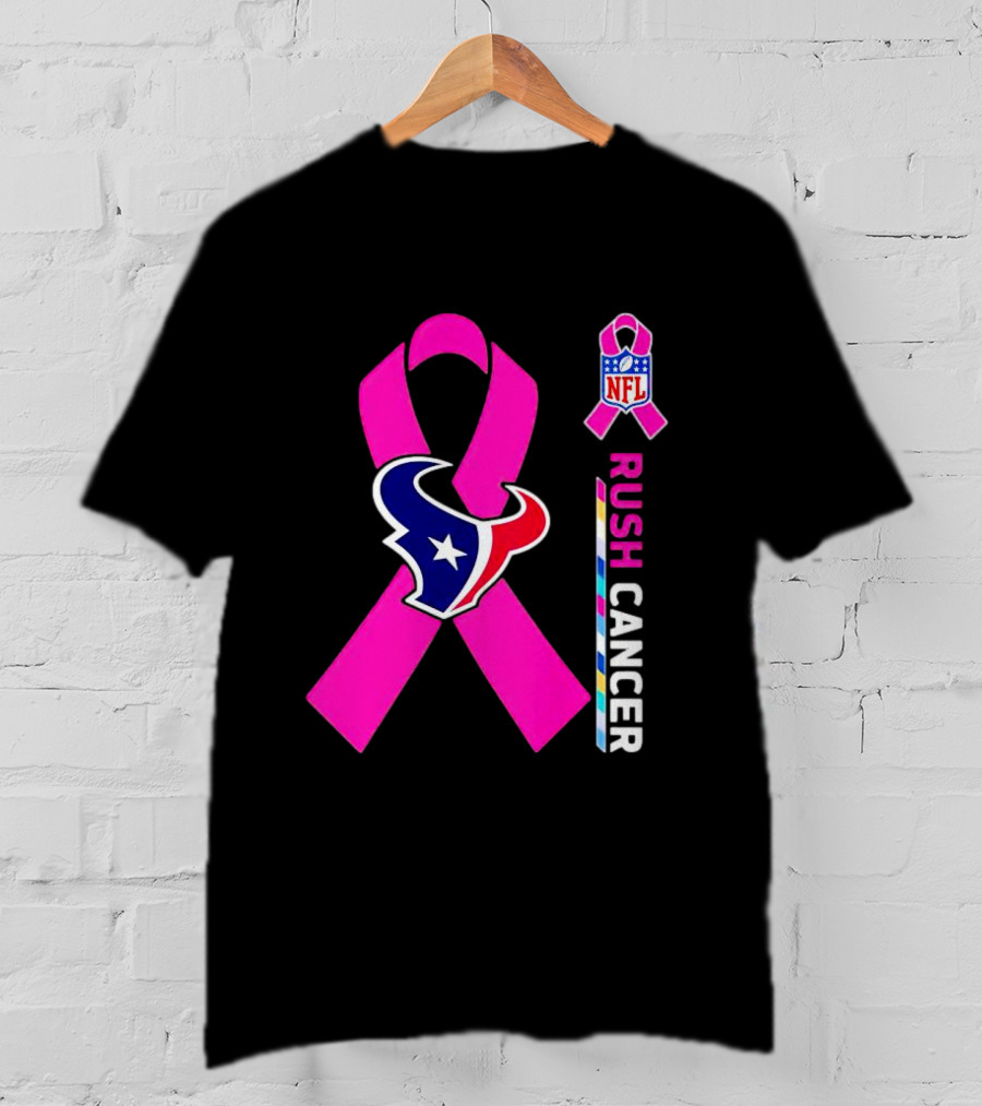 Houston Texans NFL Rush Crush Cancer Pink T-Shirt