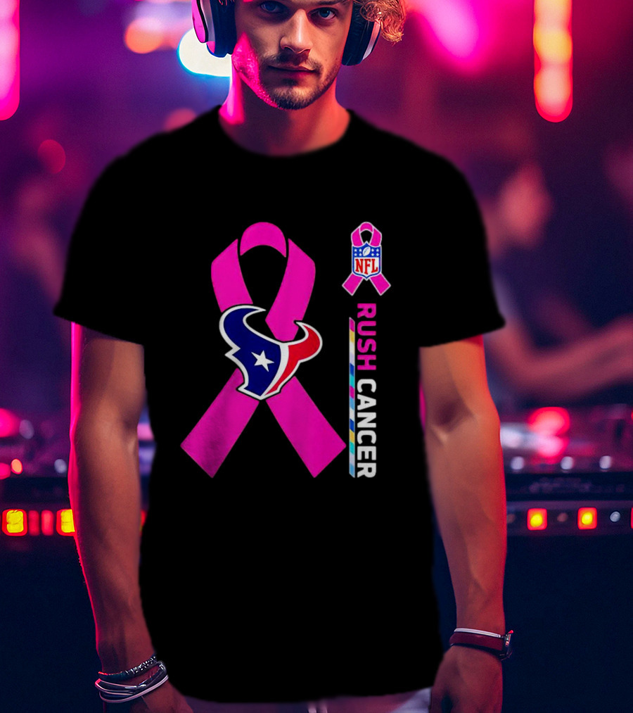 Houston Texans NFL Rush Crush Cancer Pink T-Shirt
