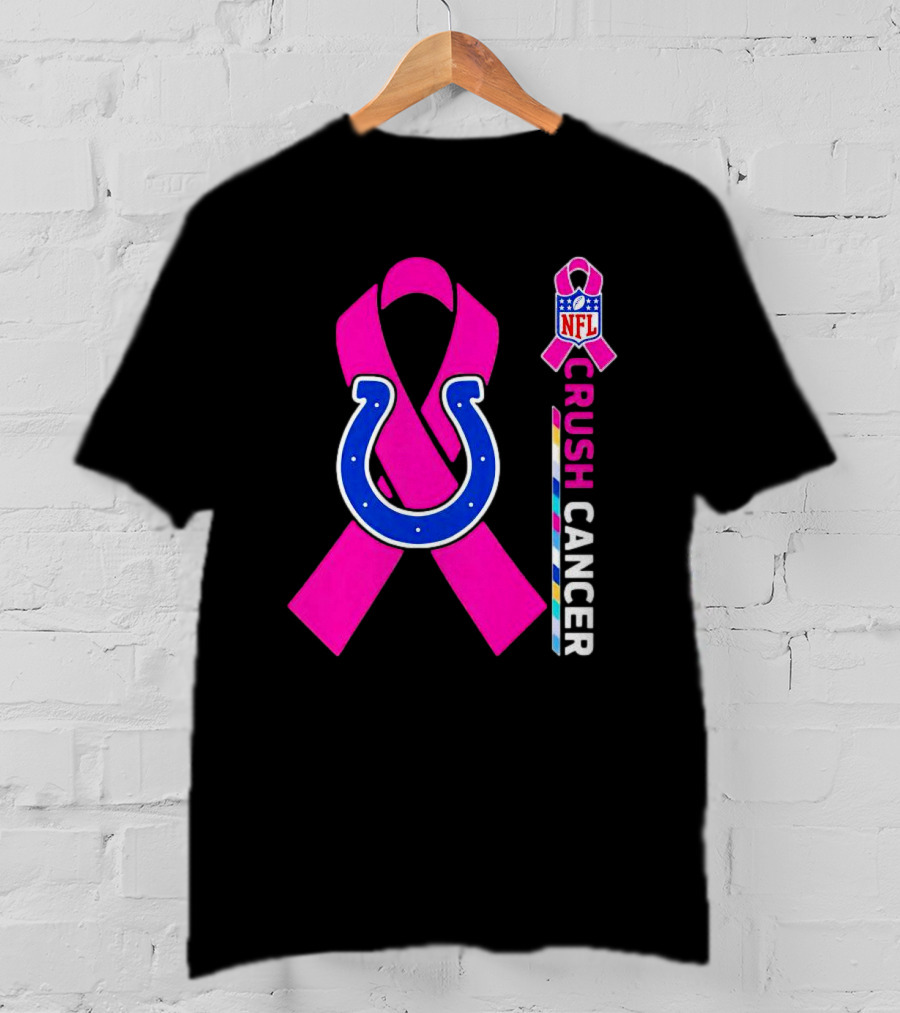 Indianapolis Colts NFL Pink Ribbon Crush Cancer T-Shirt