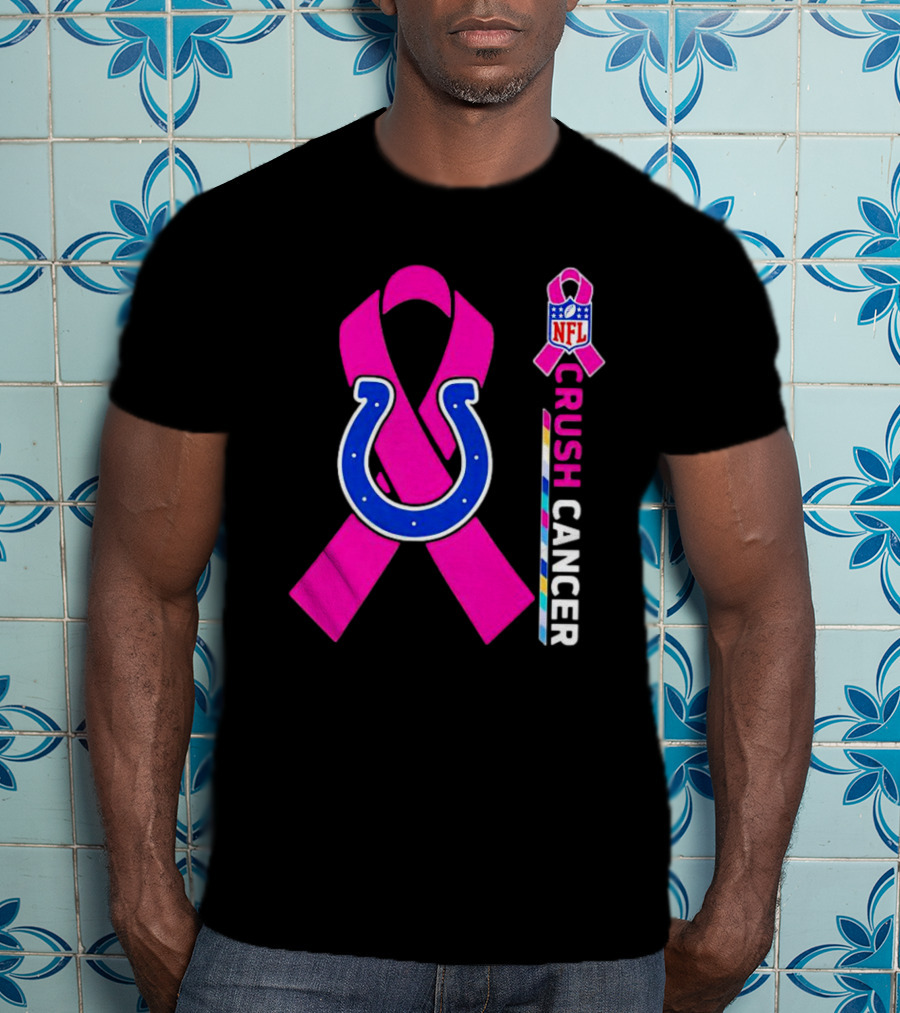 Indianapolis Colts NFL Pink Ribbon Crush Cancer T-Shirt