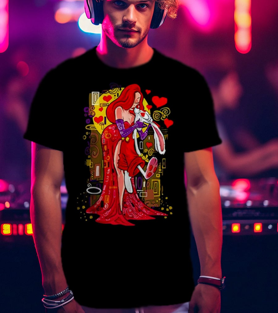 Jessica Rabbit Roger Rabbit Gustav Klimt The Kiss Cartoon Hearts T-Shirt