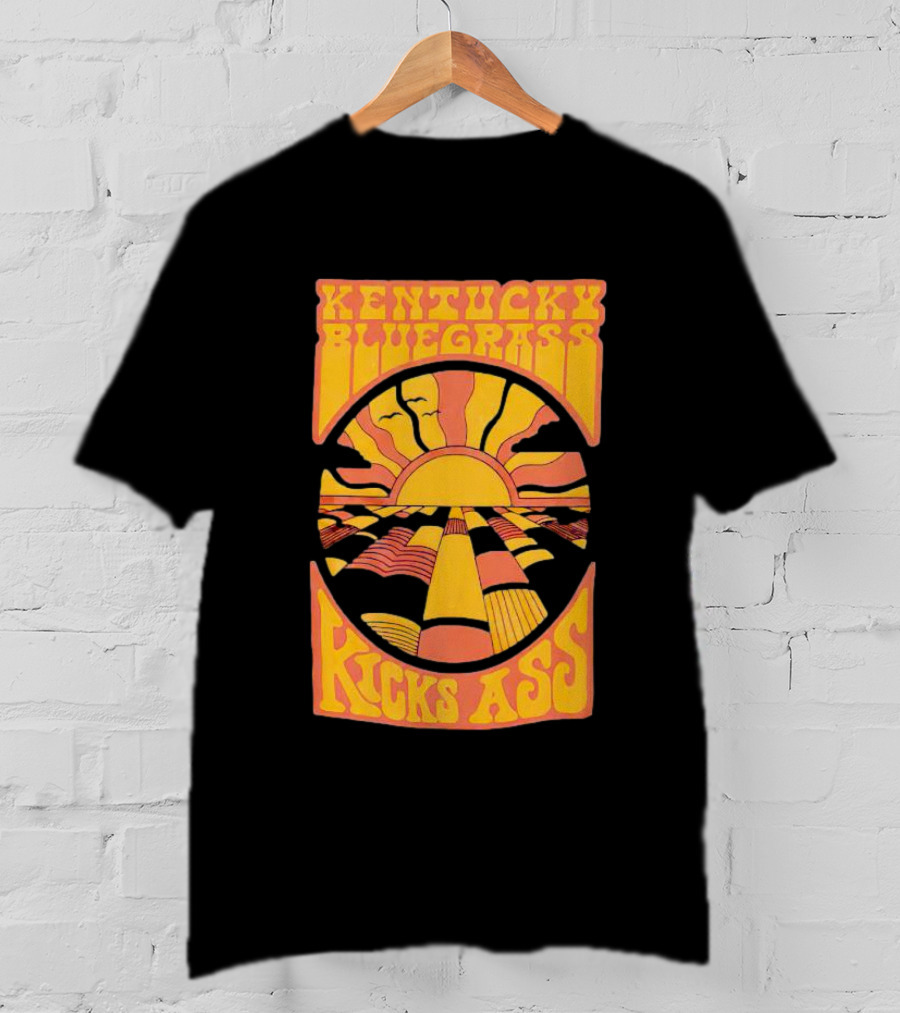 Kentucky Bluegrass Kicks Ass Retro Sunset Fields T-Shirt