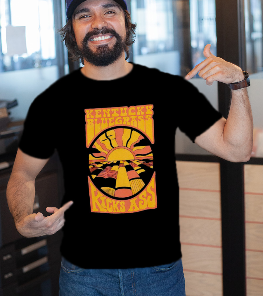 Kentucky Bluegrass Kicks Ass Retro Sunset Fields T-Shirt