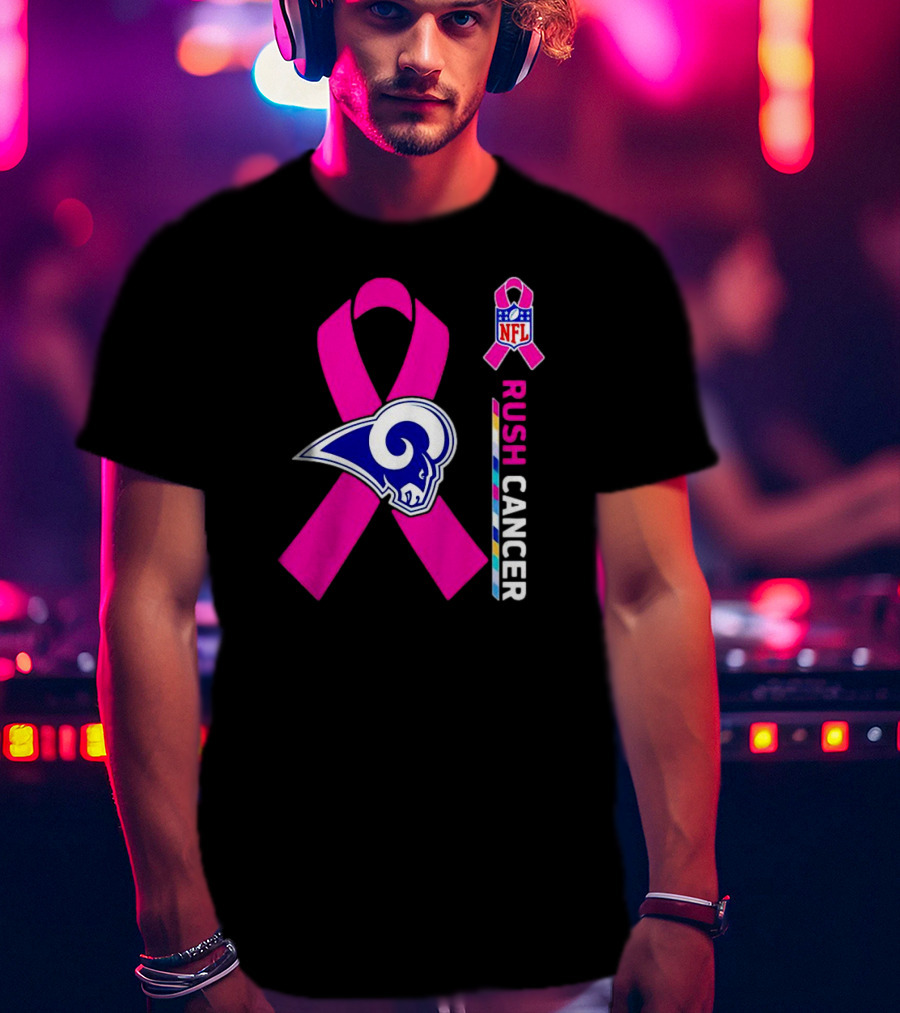 Los Angeles Rams Rush Cancer NFL Pink T-Shirt