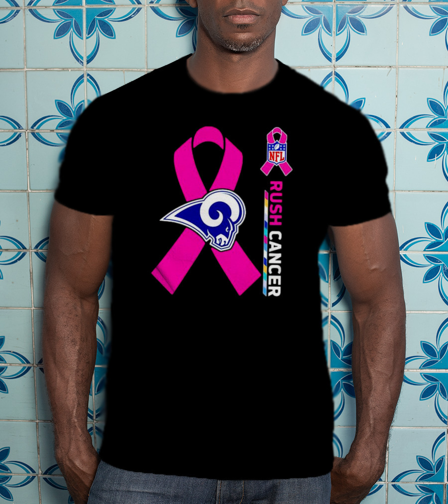 Los Angeles Rams Rush Cancer NFL Pink T-Shirt