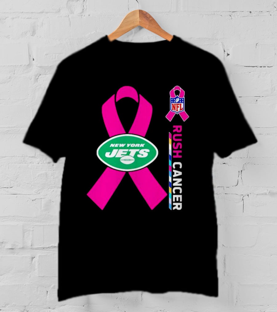 New York Jets NFL Rush Cancer Pink T-Shirt