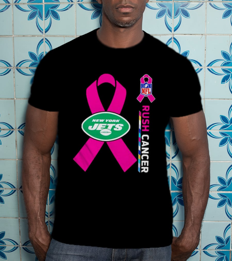 New York Jets NFL Rush Cancer Pink T-Shirt