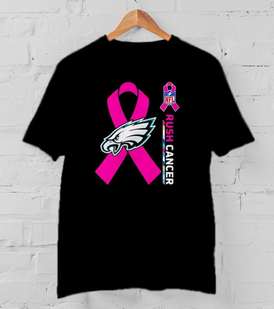 Philadelphia Eagles NFL Pink Ribbon Rush Cancer T-Shirt