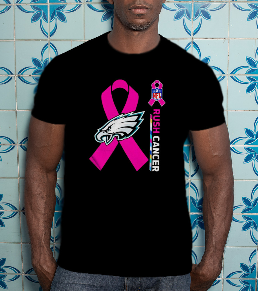 Philadelphia Eagles NFL Pink Ribbon Rush Cancer T-Shirt