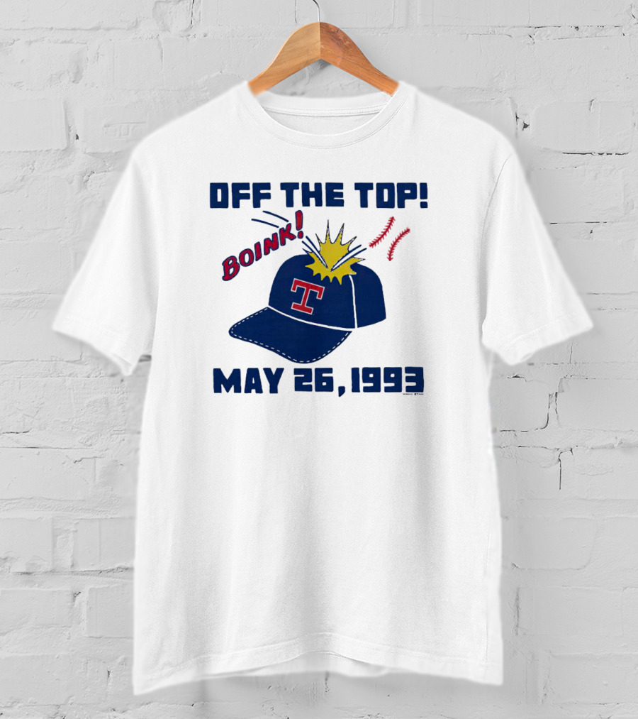 Texas Rangers Off The Top Boink May 26 1993 Baseball Cap Explosion T-Shirt