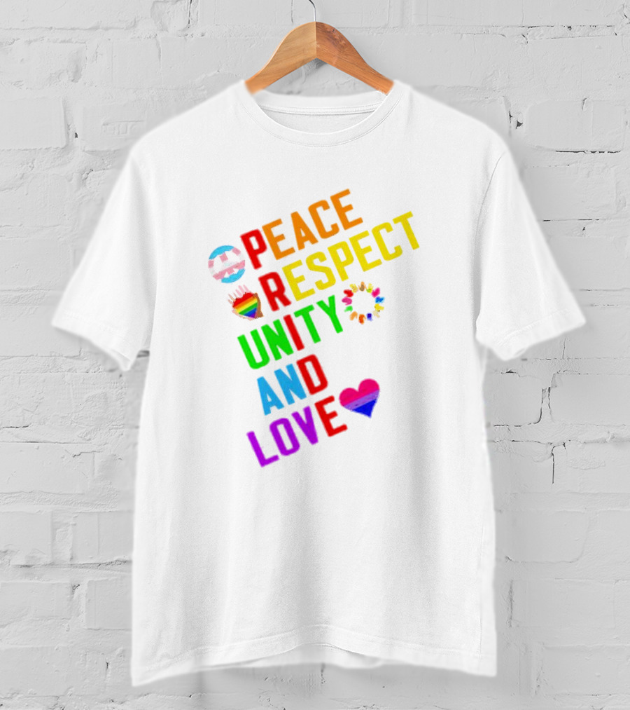 Pride Peace Respect Unity And Love Rainbow Symbols T-Shirt