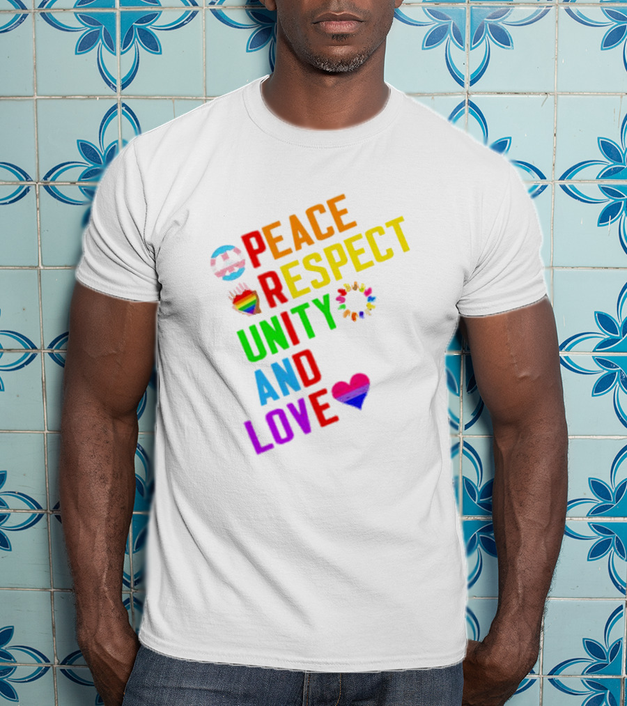 Pride Peace Respect Unity And Love Rainbow Symbols T-Shirt