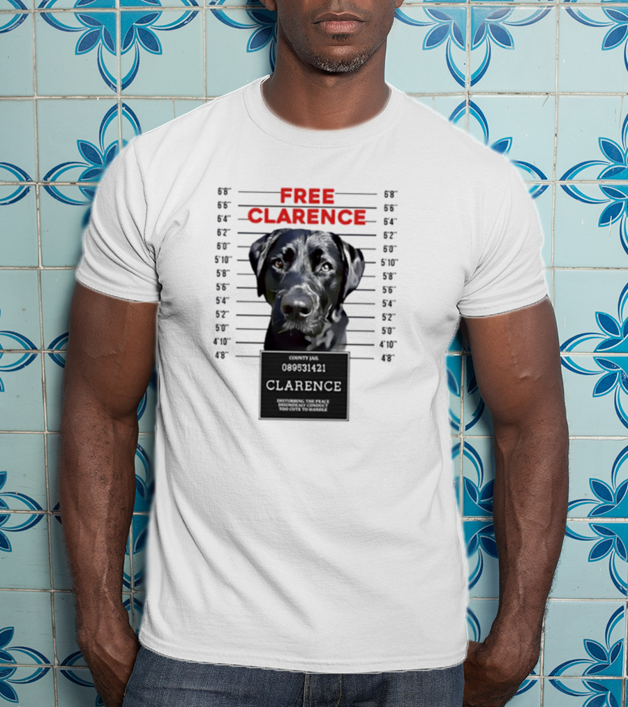 Jimmy And Clarence Free Clarence Mugshot Dog Lineup T-Shirt