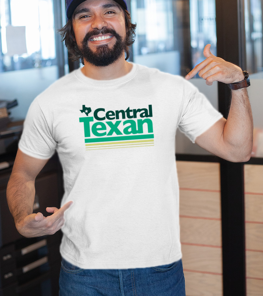 Central Texan Texashumor Texas Map Icon Bold Green Text T-Shirt