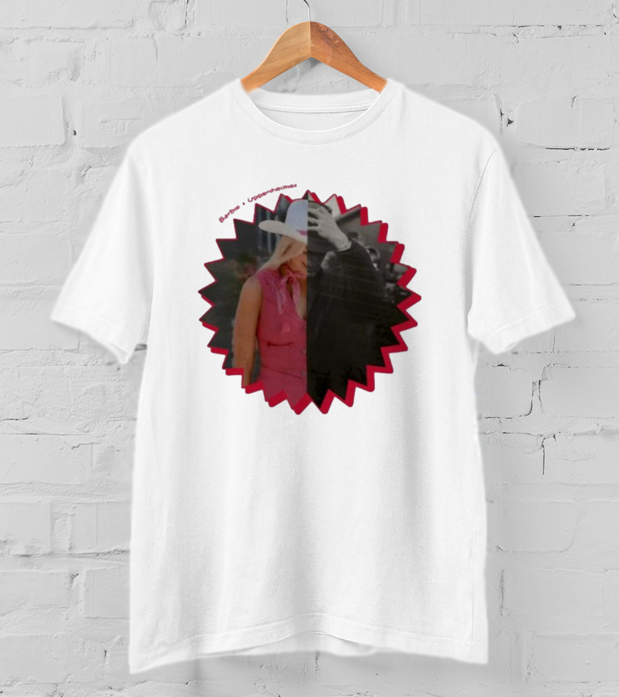 Barbie Oppenheimer Half Pink Half Black Starburst T-Shirt