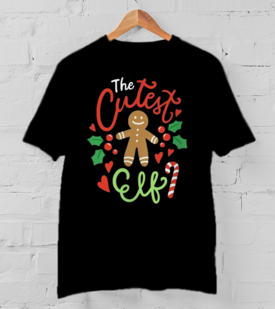 The Cutest Elf Gingerbread Candy Cane Holly T-Shirt