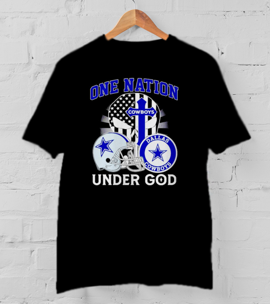 Dallas Cowboys One Nation Under God American Flag Football Helmet Star T-Shirt
