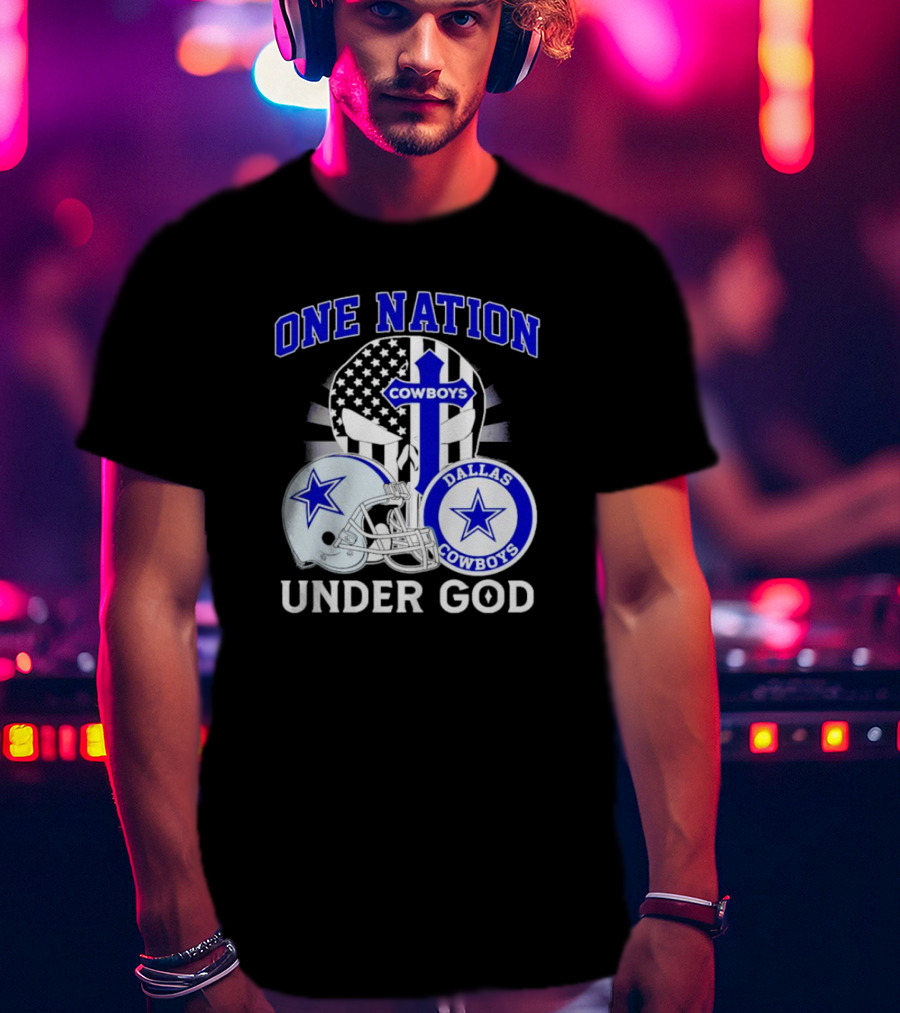 Dallas Cowboys One Nation Under God American Flag Football Helmet Star T-Shirt