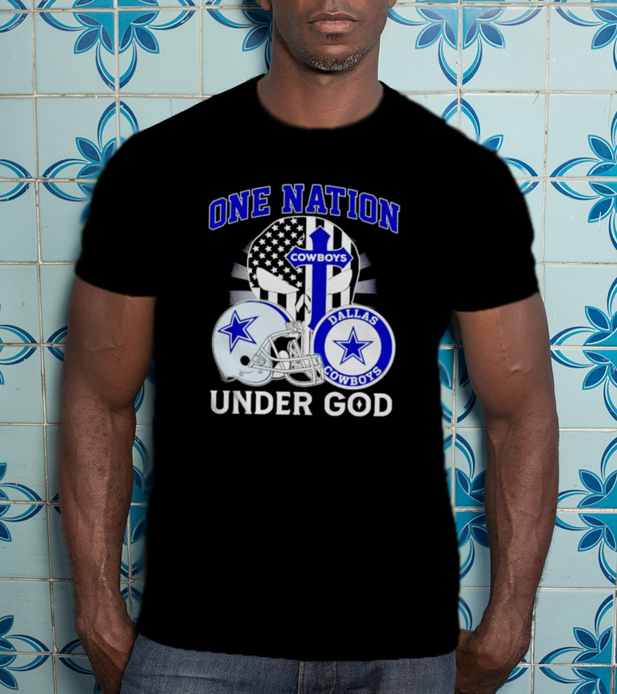 Dallas Cowboys One Nation Under God American Flag Football Helmet Star T-Shirt