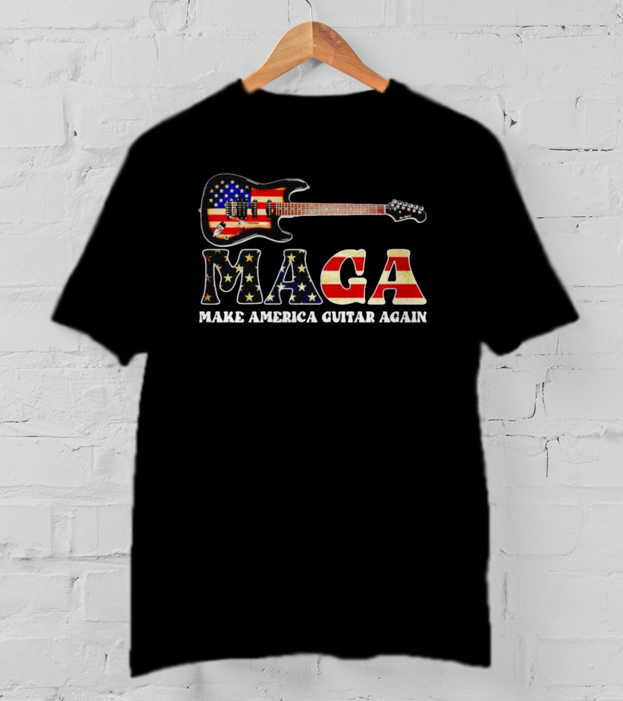 MAGA Make America Guitar Again USA Flag Electric Guitar T-Shirt