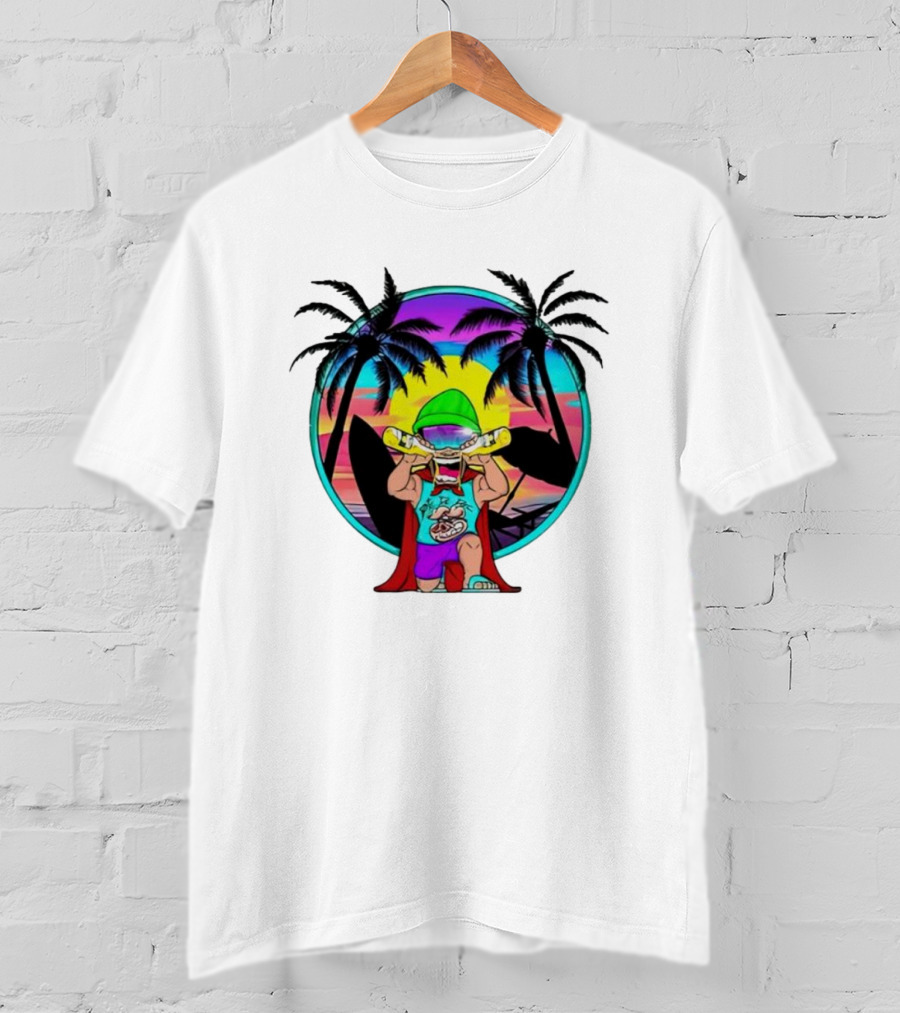 OGblob18 Beach Adventure Tropical Vibes Sunset Scene T-Shirt
