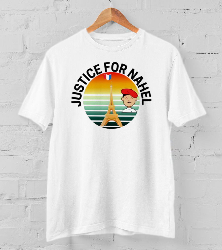 Justice For Nahel Eiffel Tower Sunset Beret Flag T-Shirt