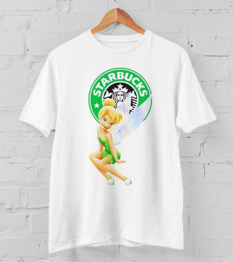 Starbucks Coffee Logo Featuring Tinker Bell Character T-Shirt