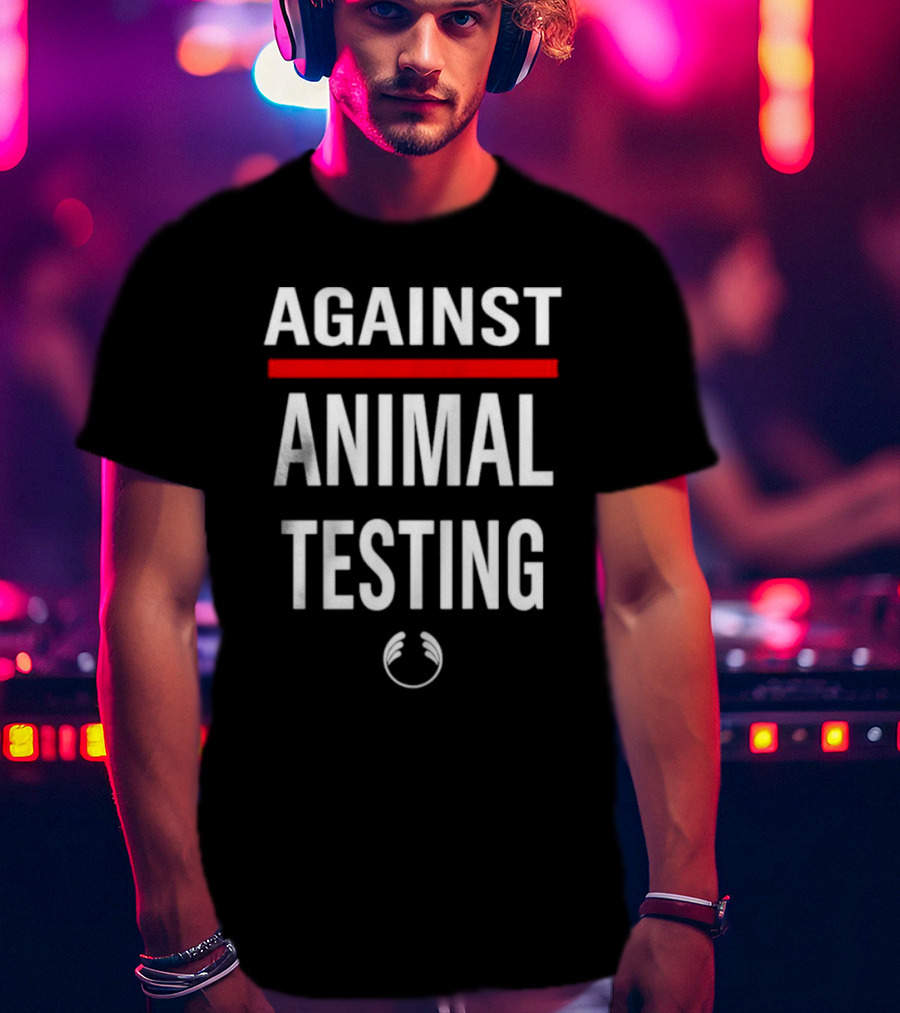 Hurley Bongiovi Against Animal Testing Bold Statement With Red Highlight And Curved T-Shirt