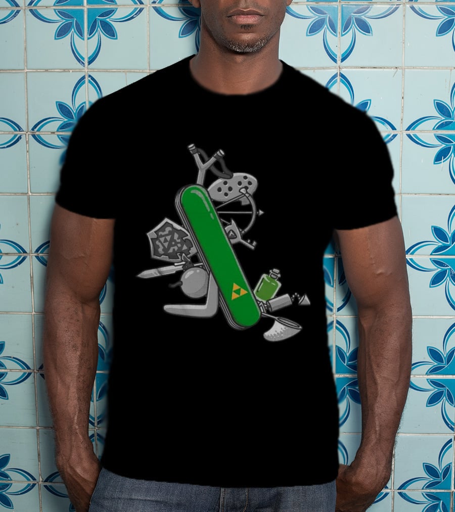 Hyrule Army Knife Multi-Tool Legend Of Zelda Iconic Symbols T-Shirt
