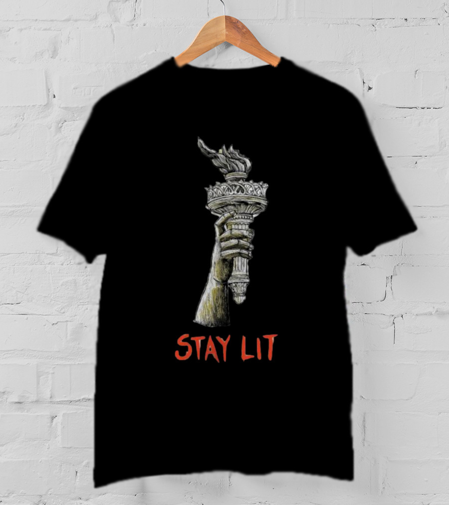 Say No To Autocracy And Fascism Stay Lit Torch Of Liberty T-Shirt