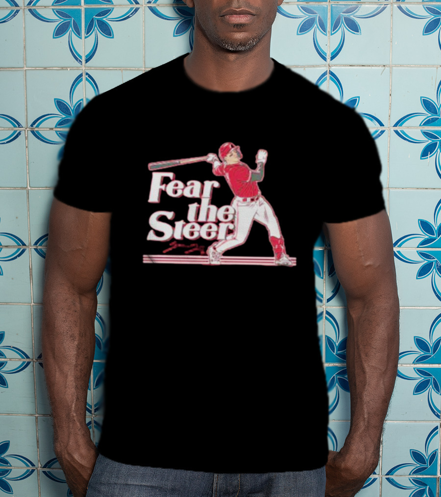 Spencer Steer Fear The Steer Signature Baseball Player T-Shirt