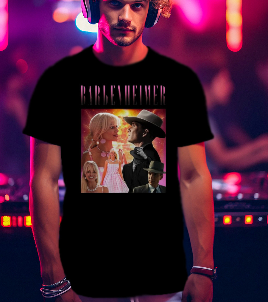 Barbenheimer Fusion Of Characters With Retro Style Elements T-Shirt