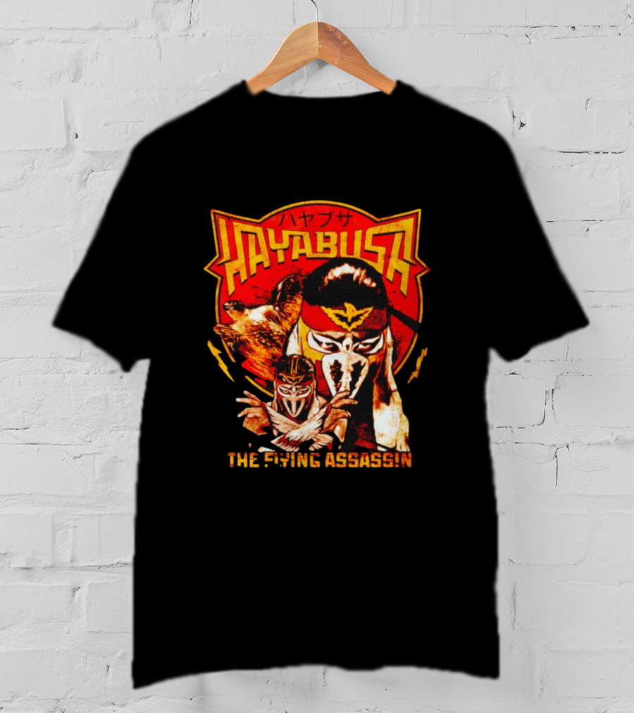 Hayabusa The Flying Assassin Ninja Warrior With Japanese Kanji And Eagle Motif T-Shirt