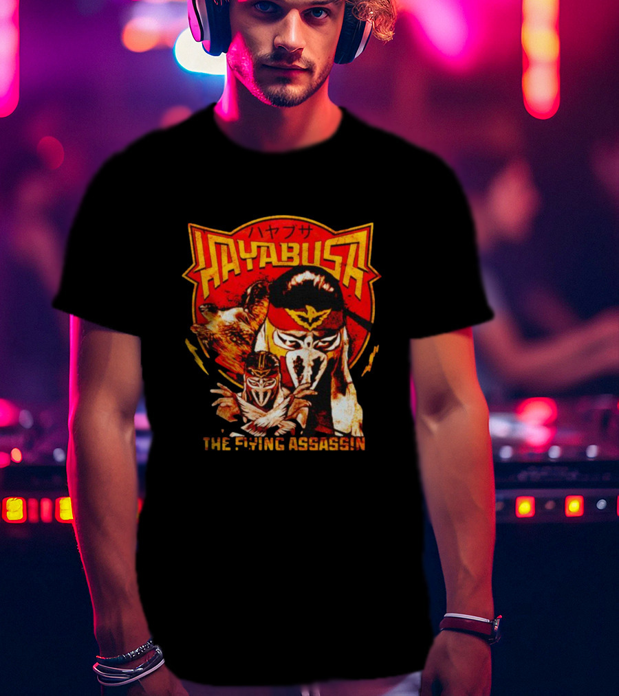 Hayabusa The Flying Assassin Ninja Warrior With Japanese Kanji And Eagle Motif T-Shirt