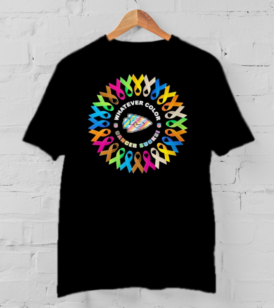 Whatever Color Cancer Sucks Kansas City Chiefs Ribbons T-Shirt
