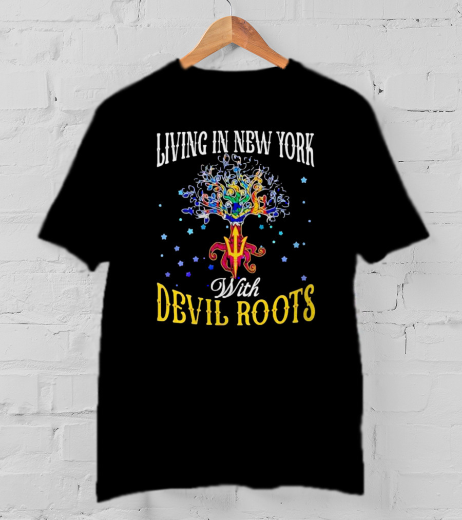 Living In New York With Devil Roots Tree And Stars T-Shirt