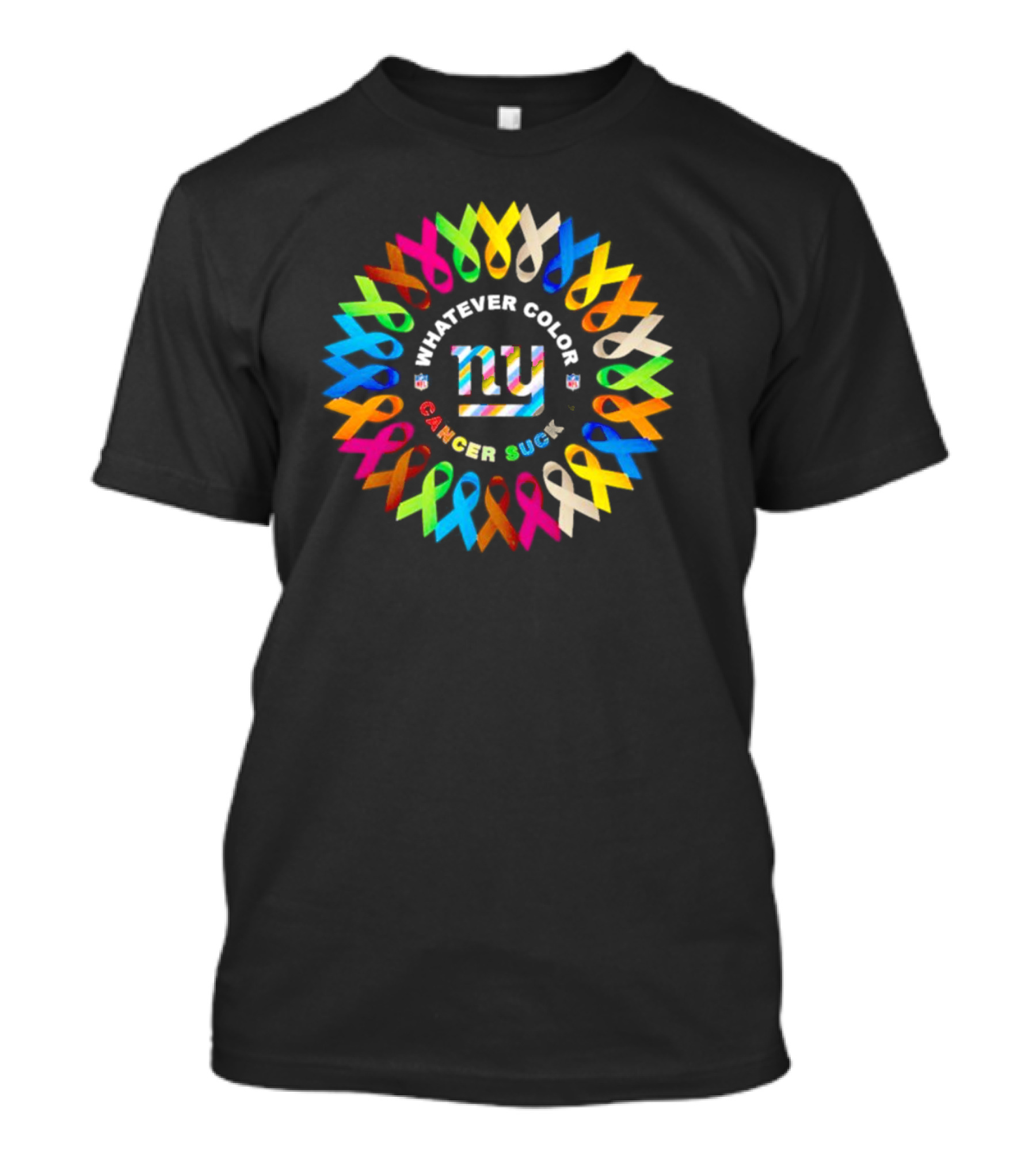 New York Giants Whatever Color Cancer Sucks Ribbons T-Shirt