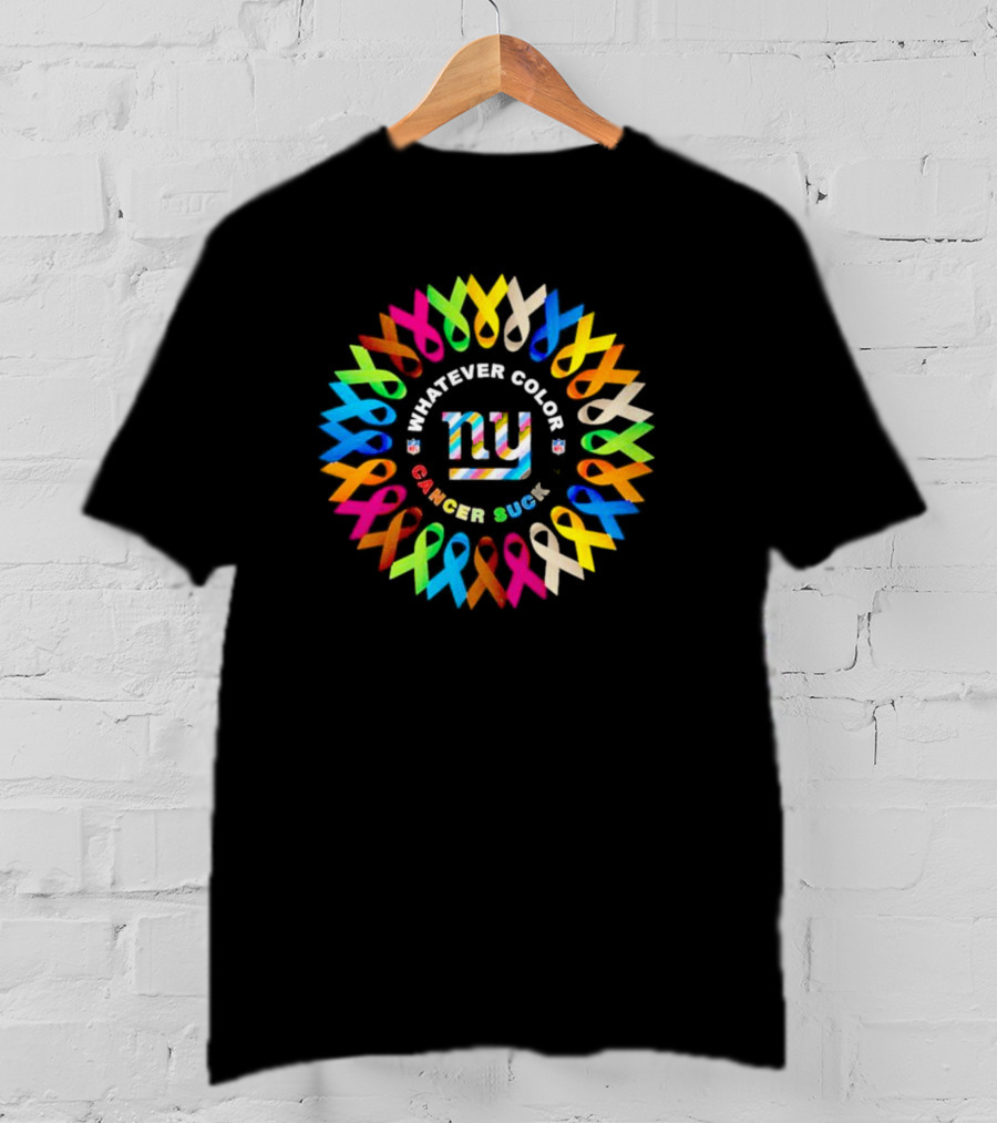 New York Giants Whatever Color Cancer Sucks Ribbons T-Shirt